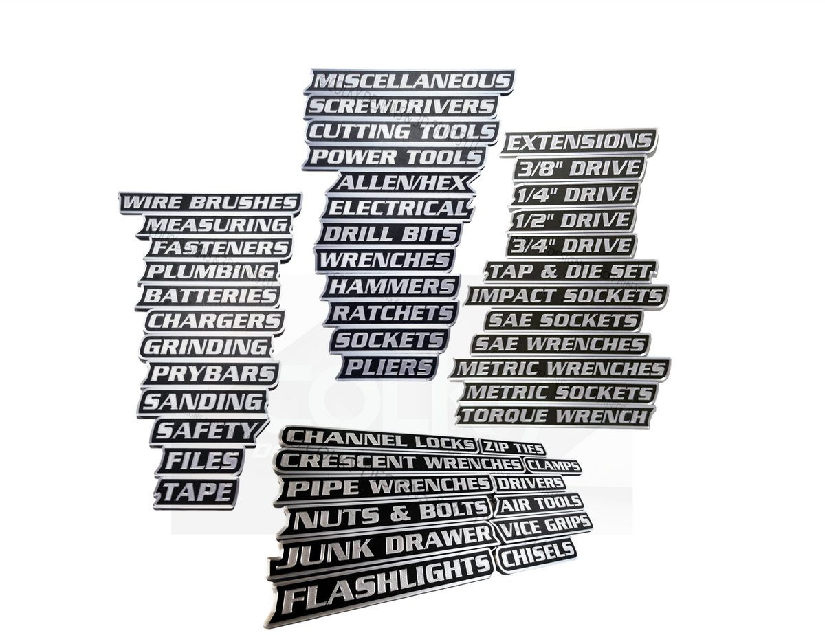 48-piece standard magnetic toolbox label set
