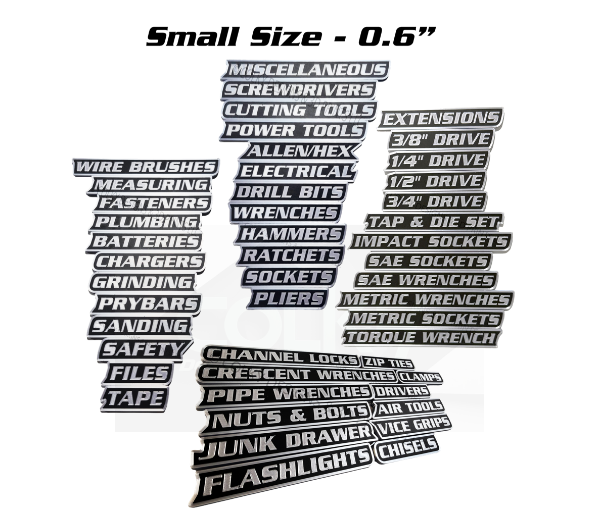 48-piece small 0.6 inch magnetic toolbox label set