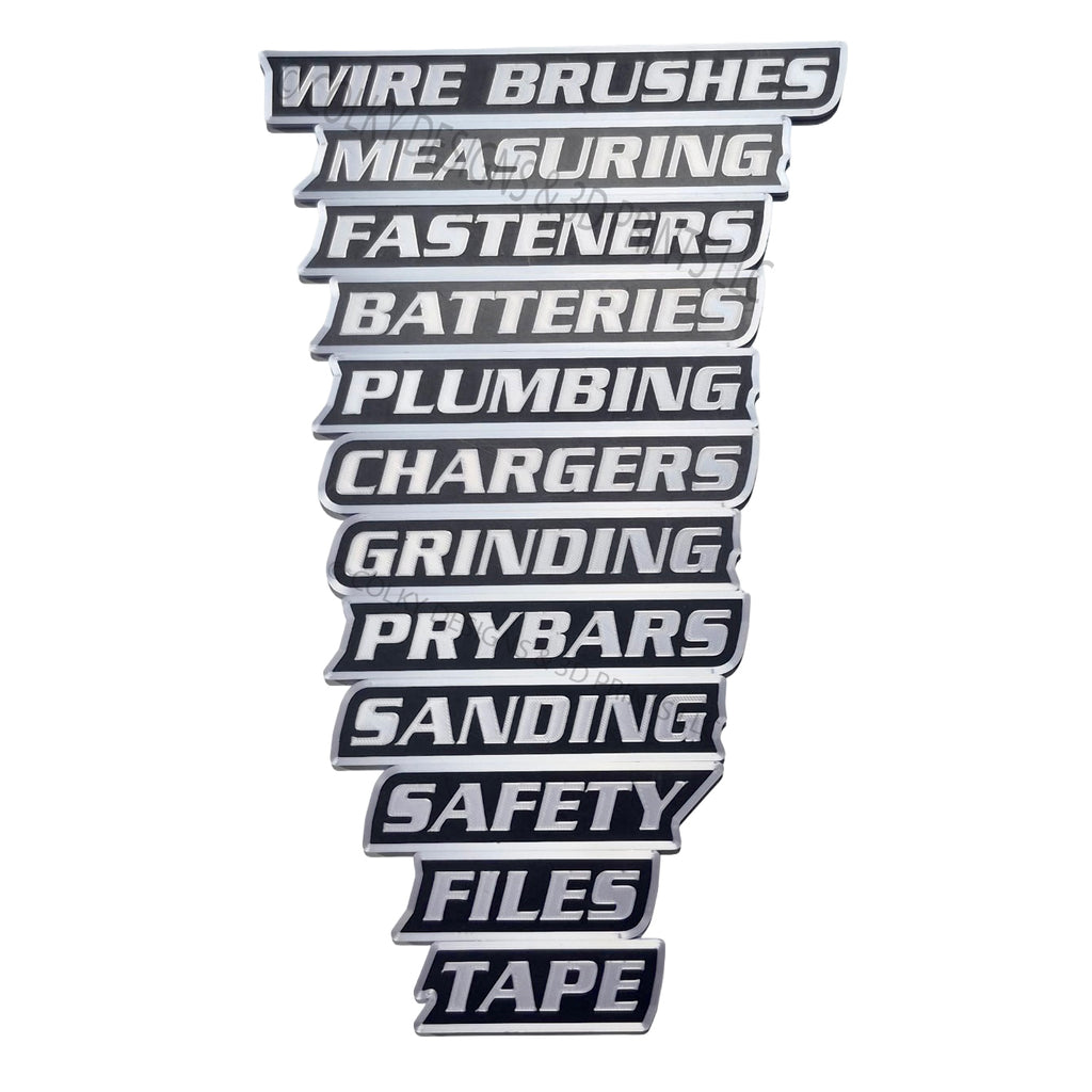 Full shop set labels in use