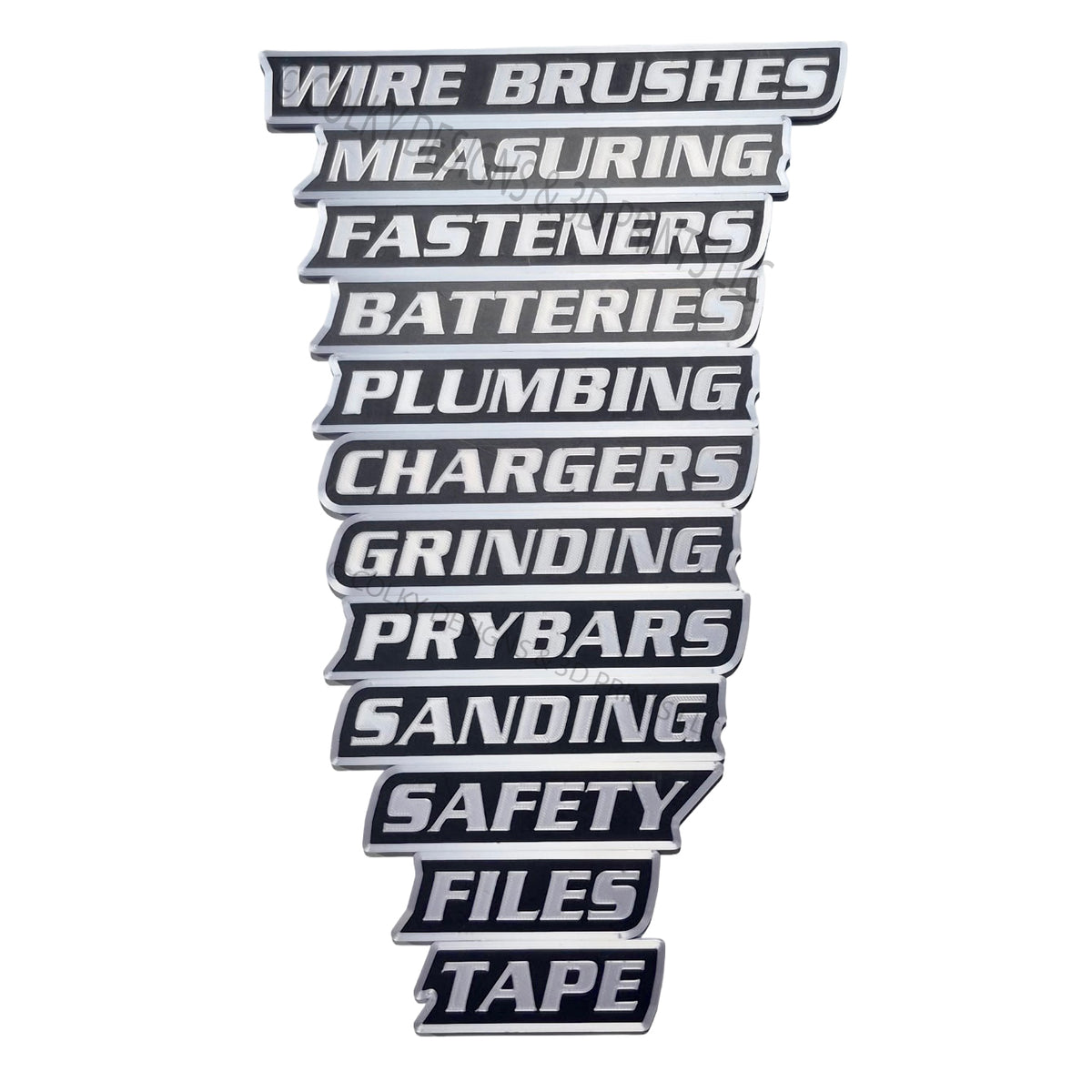 Full shop set labels in use