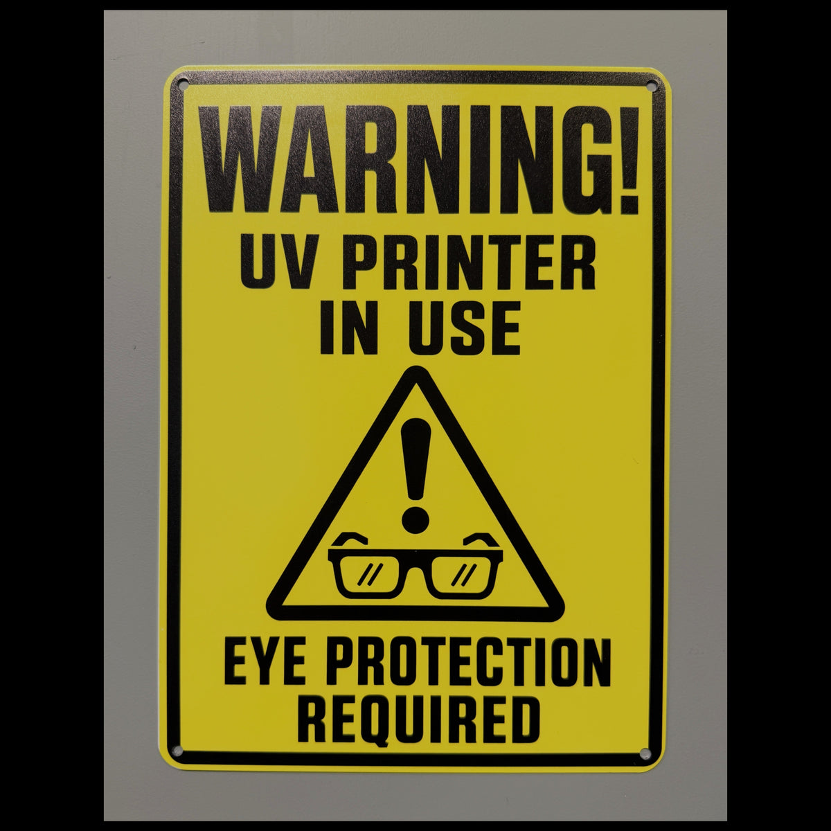 UV-printed warning sign