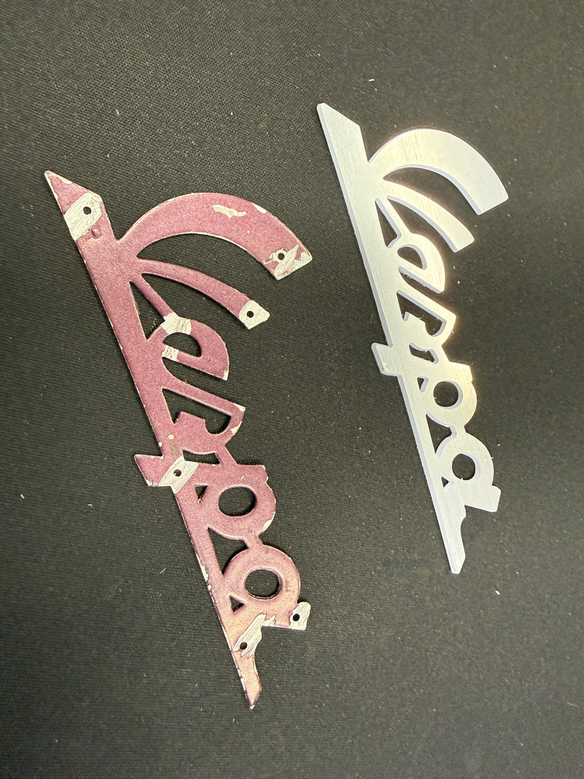 Vespa emblem, worn original and our reproduction