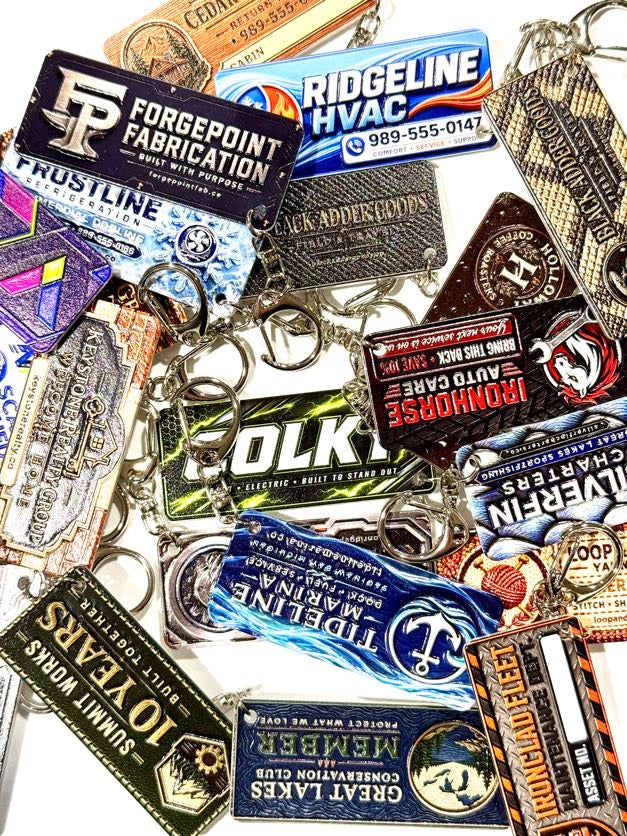 Assorted UV-printed acrylic keytags with chains