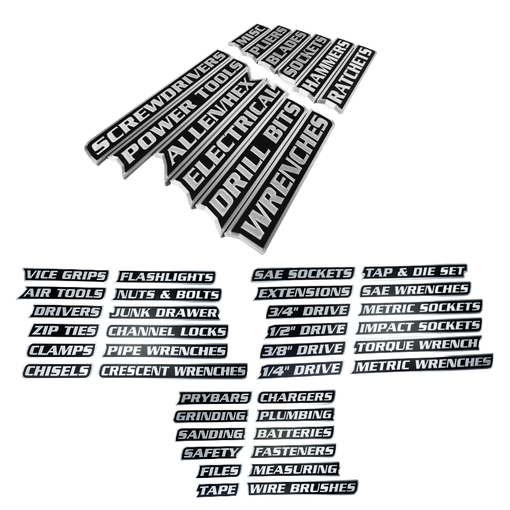Magnetic Toolbox Labels - Full Shop Set - 48 pcs