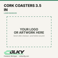 Laser-Engraved Cork Coasters – 3.5 in Round - your logo or artwork here, placeholder until a printed sample is photographed