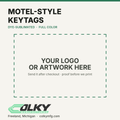 Custom Motel-Style Keytags – Full Color - your logo or artwork here, placeholder until a printed sample is photographed