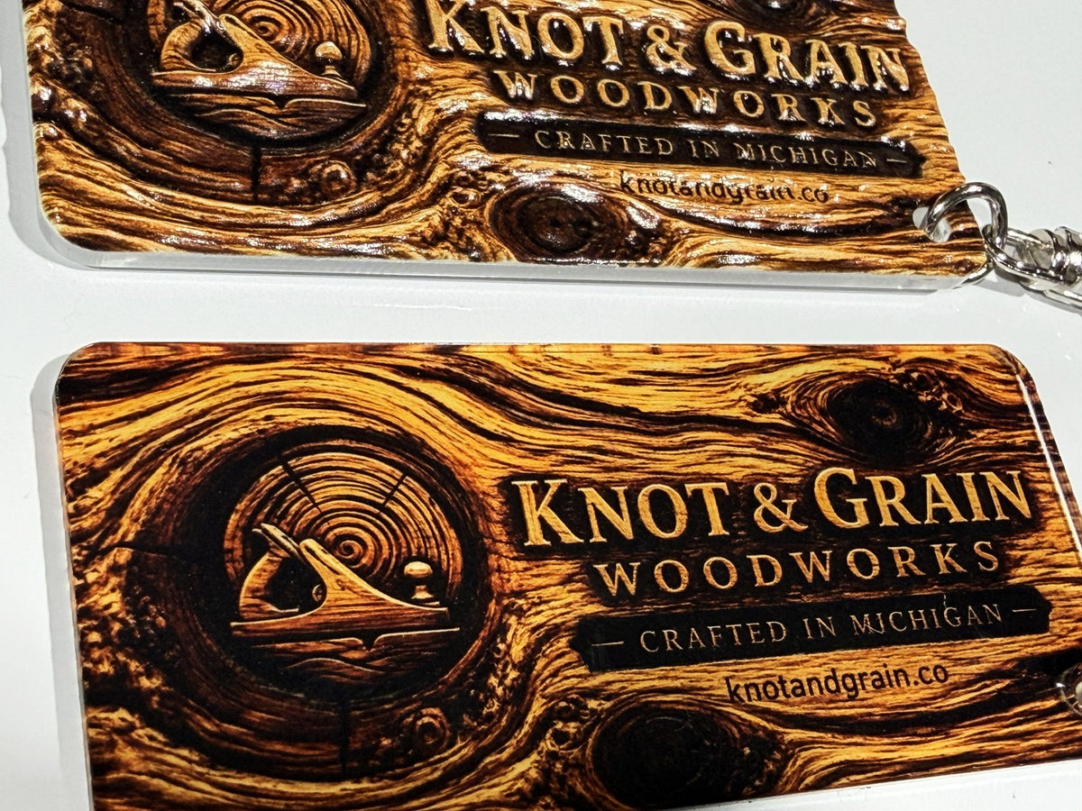 UV printed acrylic keytags with raised texture
